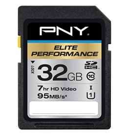 PNY Elite Performance 32 GB High Speed SDHC Class 10 UHS-I, U1 up to 95 MB/Sec Flash Card (P-SDH32U195-GE) -