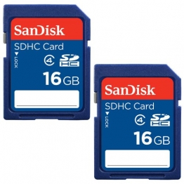 SanDisk 16GB Class 4 SDHC Flash Memory Card - 2 Pack SDSDB2L-016G-B35 Retail Package -