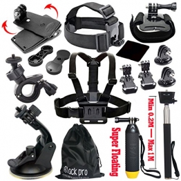 Black Pro Basic Common Outdoor Sports Kit for GoPro Hero 5 / Session 5/4/3/2/1 (13 Items) -