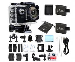 WiMiUS Q2 Black 1080P Wifi 98ft Waterproof Action Camera With HD12 MP, 170 Degree Wide Angle, 2.0 Inch LCD Screen,2 Pieces Batteries,30 All In One Kit Set (SD Card Exclude) -